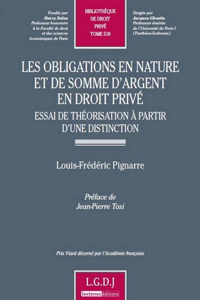 Les obligations en nature et de somme d'argent en droit privé Les obligations en nature et de somme d'argent en droit privé