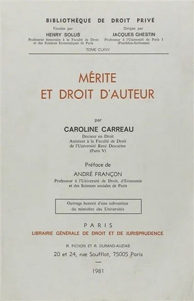 Mérite et droit d'auteur Mérite et droit d'auteur