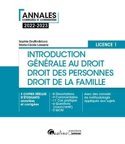 Introduction générale au droit et droit des personnes et de la famille - L1