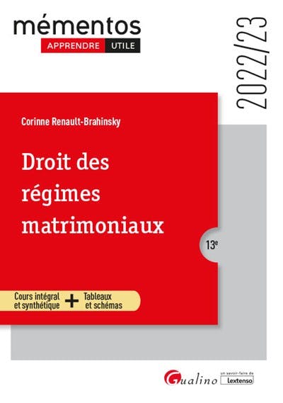 Droit Des Régimes Matrimoniaux - Gualino