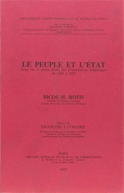 Le peuple et l'État, essai sur la clause finale des Constitutions helléniques de 1844 à 1952